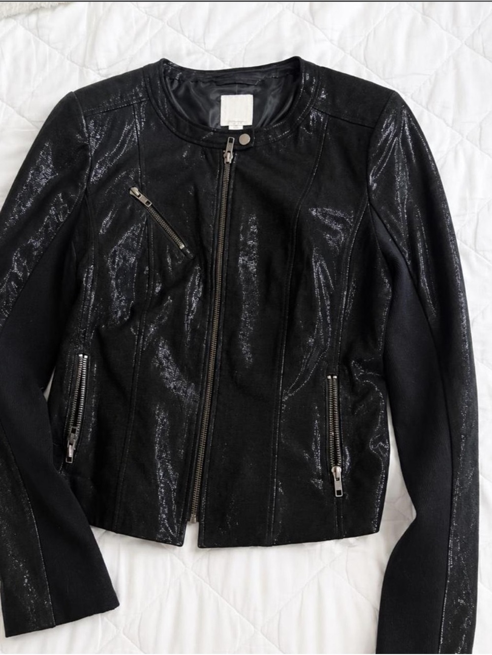 Halogen Black Shimmer Moto Jacket